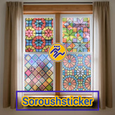 برچسب مات کن شیشه ، طرح سنتی سایز متوسط رنگی عرض ۶۰